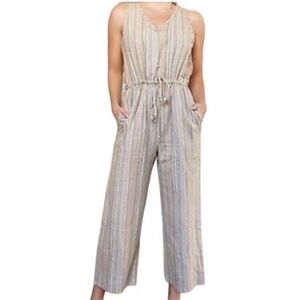 Drew Linen Striped Jumpsuit Multicolor in XS